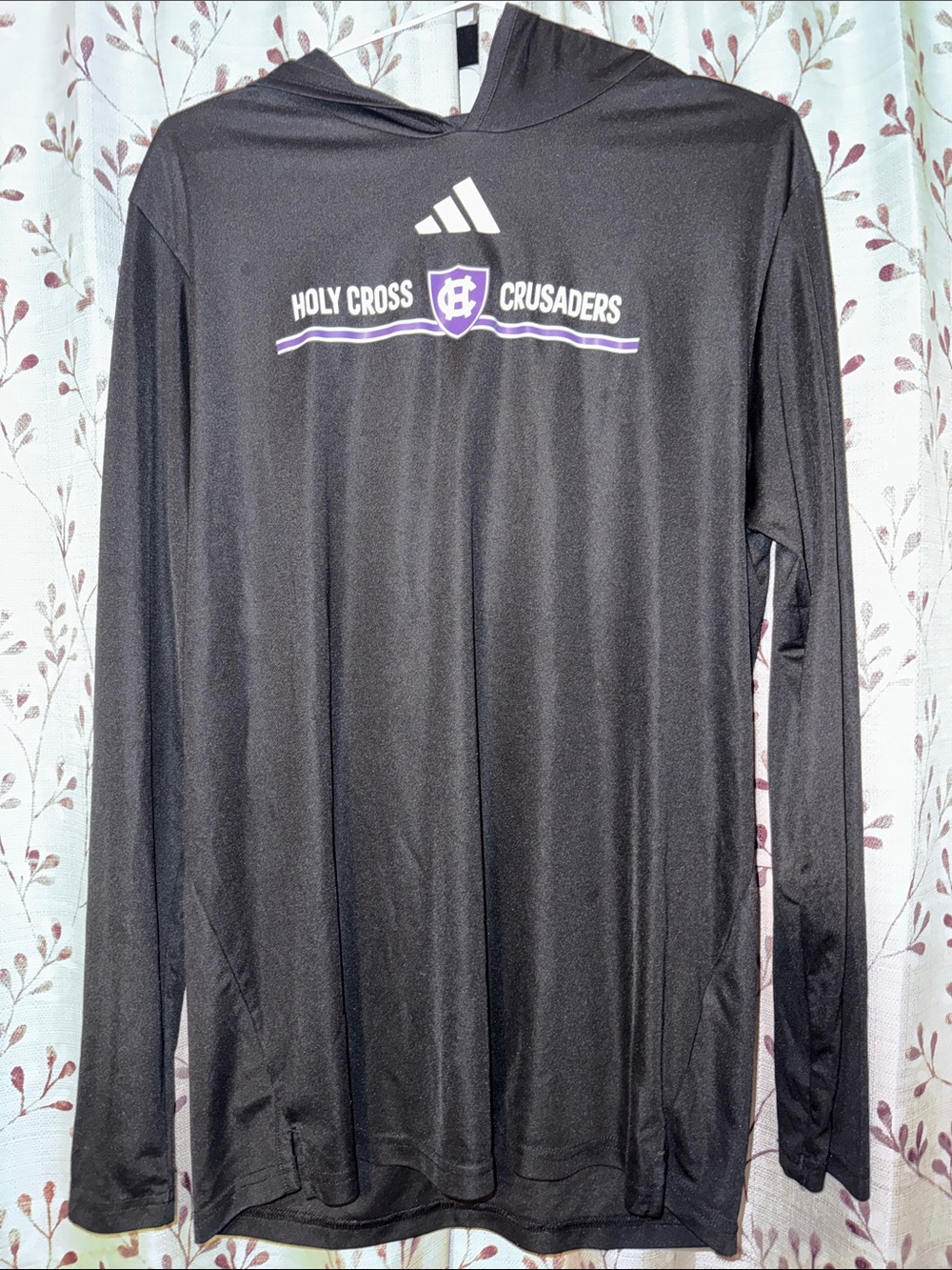 adidas Black Holy Cross Crusaders Hooded Long-Sleeve Shirt